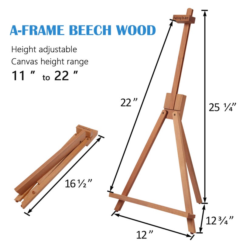 Falling in Art Beechwood 25â€™â€™ Tabletop Easel Display Stand Set for Painting- Holding Canvas Up to 22 1/2 Inches High, 2 Pack Artist A-Frame Tripod with Rubber Feet, Portable Photo and Sign Holder - Image 3